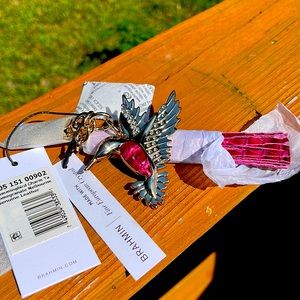 Brahmin hummingbird key fob tassel